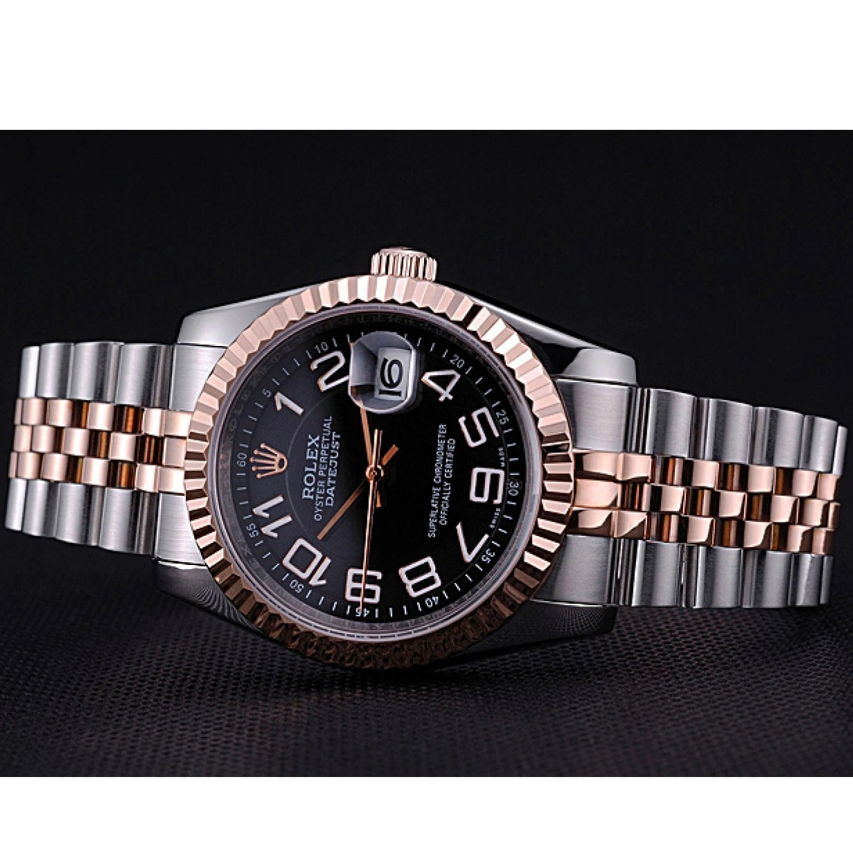 Aaa fake watches Bracelet Stainless Dial Black Steel 622545 Gold Rolex and DateJust 0211