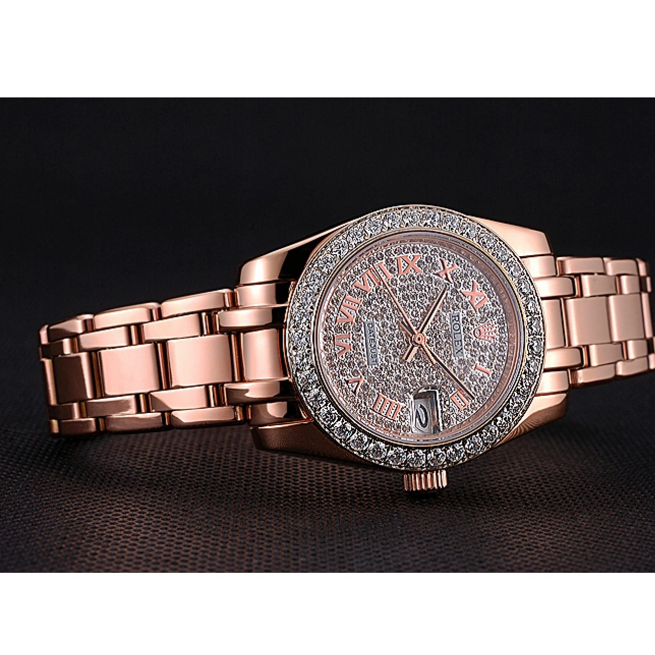 Aaa replica Diamond Rolex And Bracelet Datejust Pink Gold 622836 Case Dial And Bezel 0224