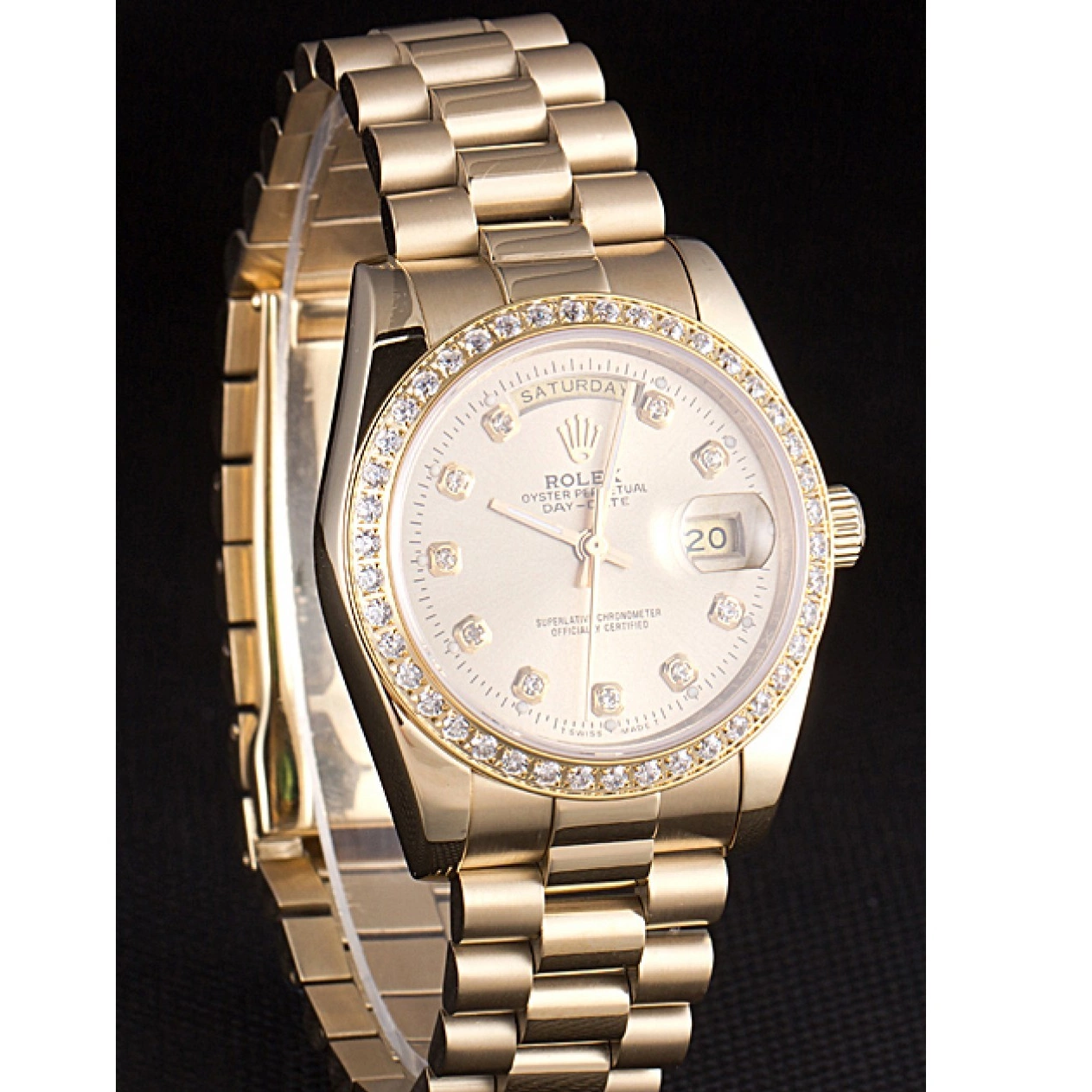 Aaa fake watches Steel Gold Plated Day-Date Rolex Yellow Stainless 18k Dial Gold 0210