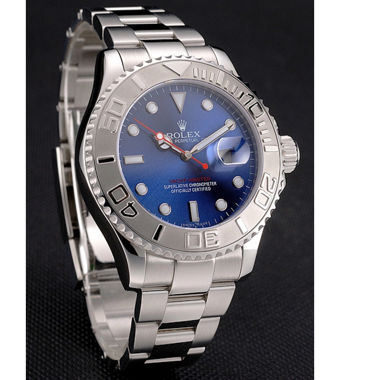 Aaa fake watches Yacht-Master Steel Blue Rolex Stainless And Bracelet Dial Case 0210