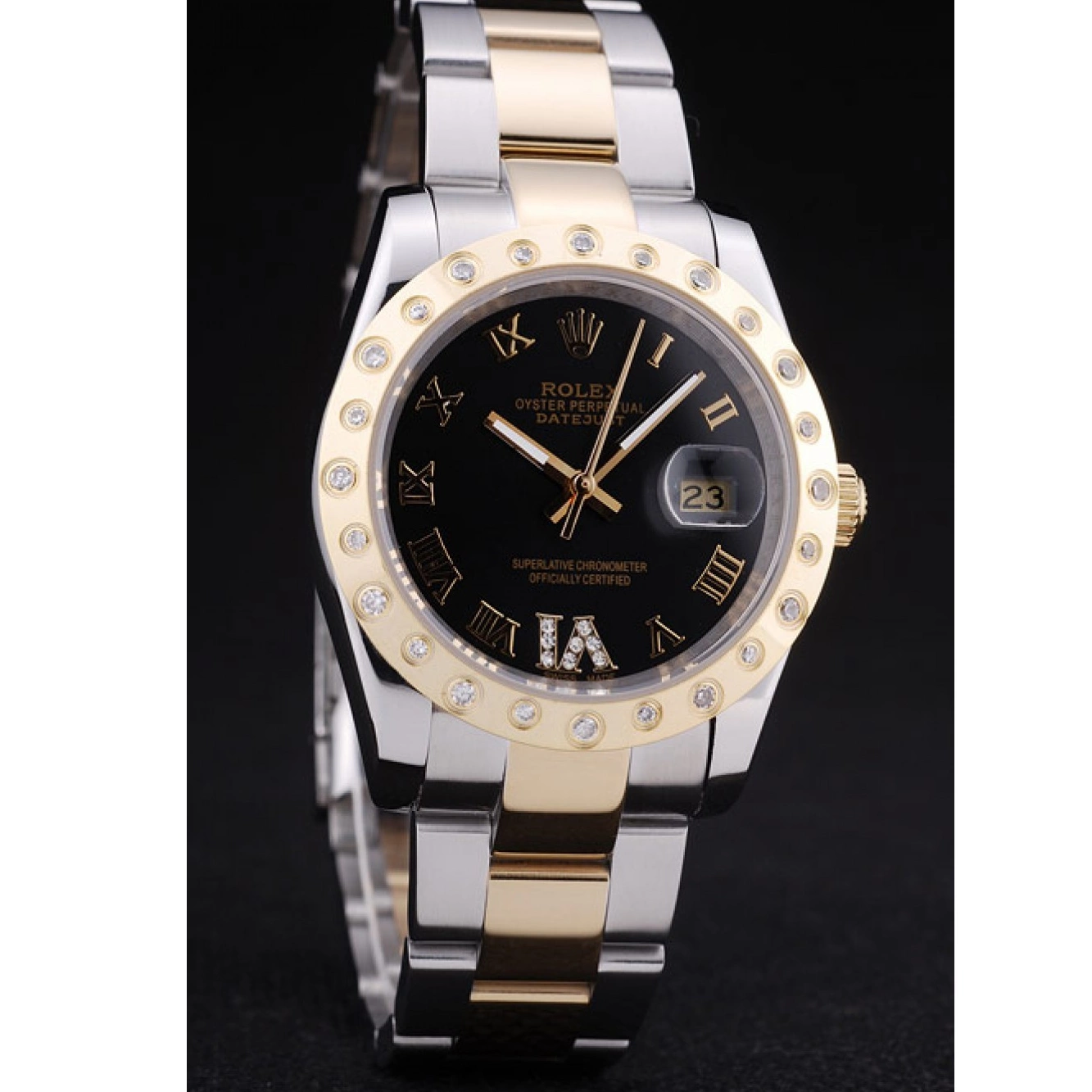 Aaa fake watches Datejust Bezel Black Rolex Diamond 7463 Dial 0224