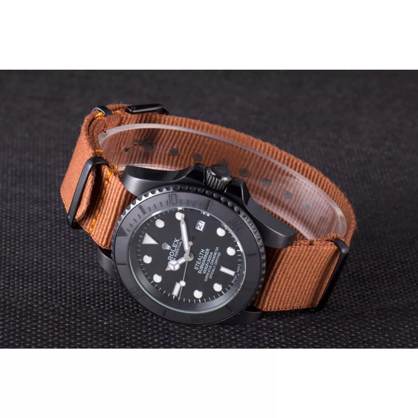 Aaa replica watch Rolex Submariner STEALTH MK IV Brown Fabric Band rl426 621388 0205