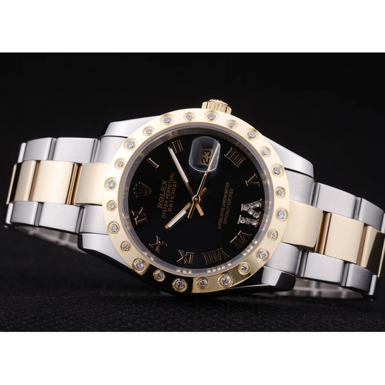 Aaa fake watches Datejust Bezel Black Rolex Diamond 7463 Dial 0224