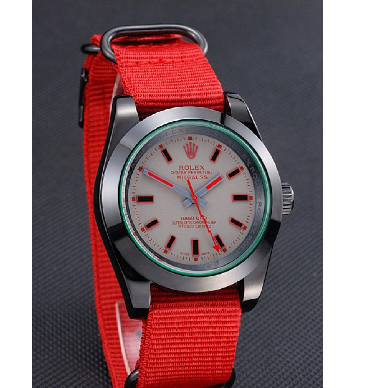 Aaa replica Rolex Nylon Strap Red Bamford 622002 Milgauss 0223